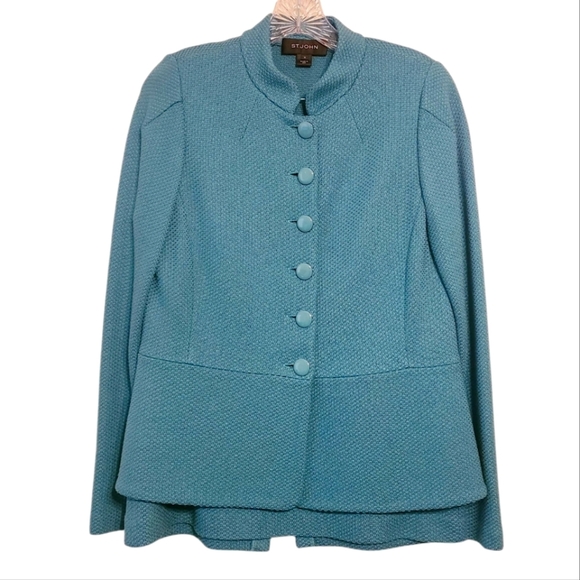 St. John | Women's Turquoise Two Piece Church Or Career Skirt Suit Set (Size 10) - Picture 1 of 12